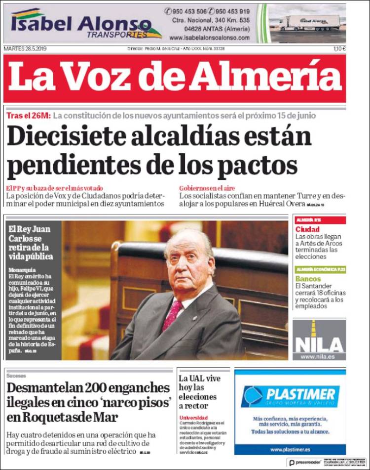 Portada de La Voz de Almería (España)