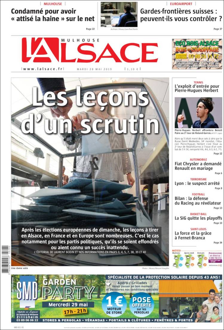 Portada de Journal L'Alsace (Francia)