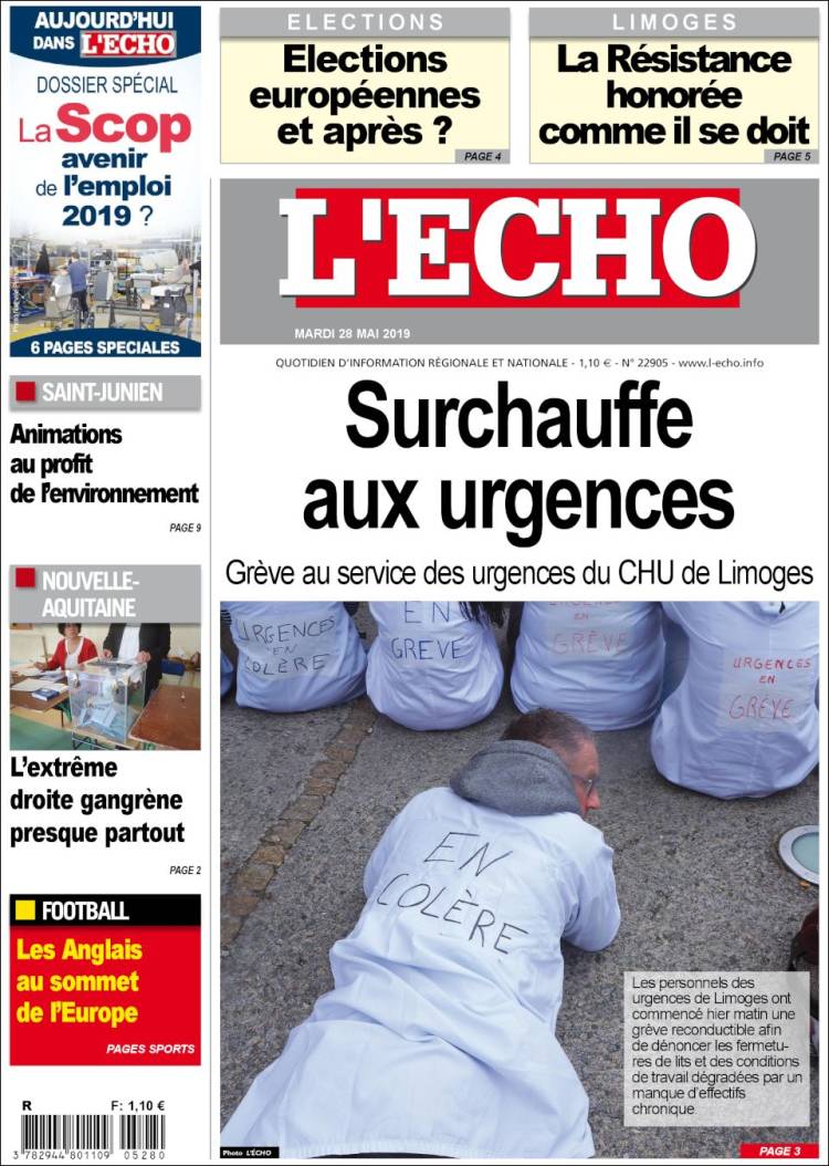 Portada de L'Echo de la Haute-Vienne (Francia)