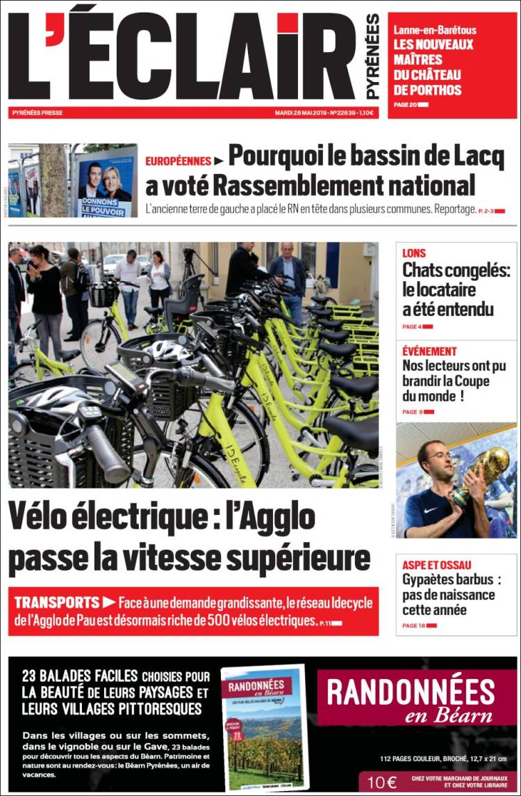 Portada de L'Eclair des Pyrénées (Francia)