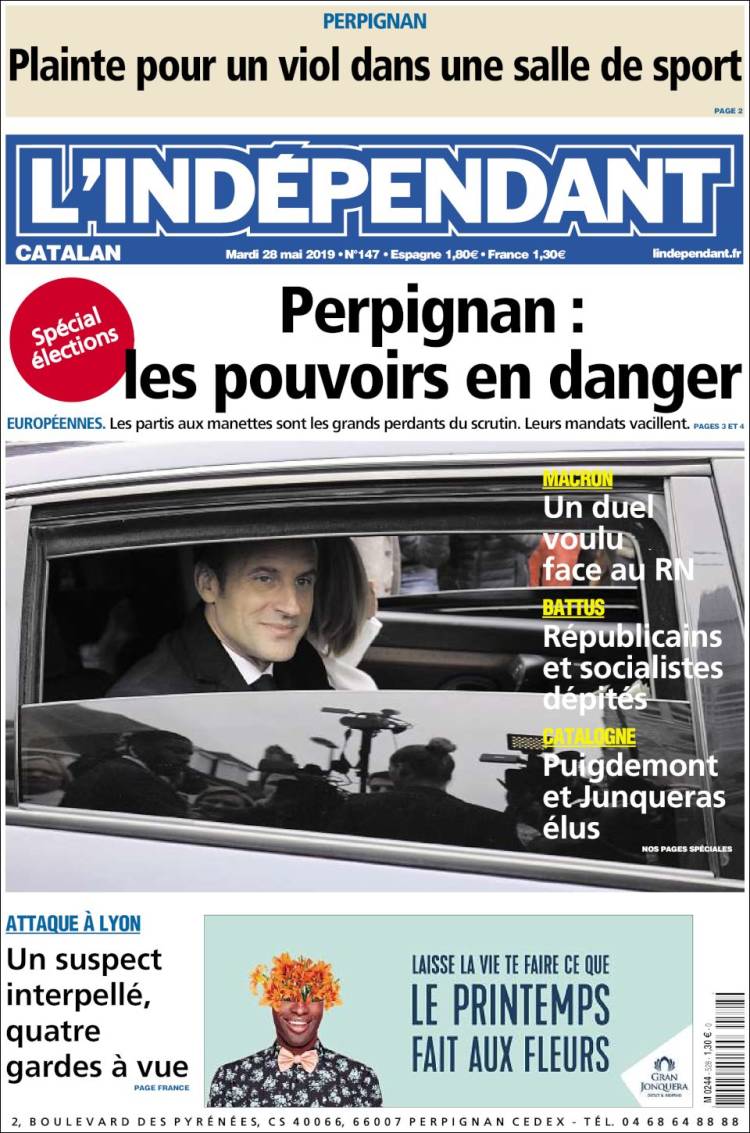 Portada de Le Indépendant (Francia)