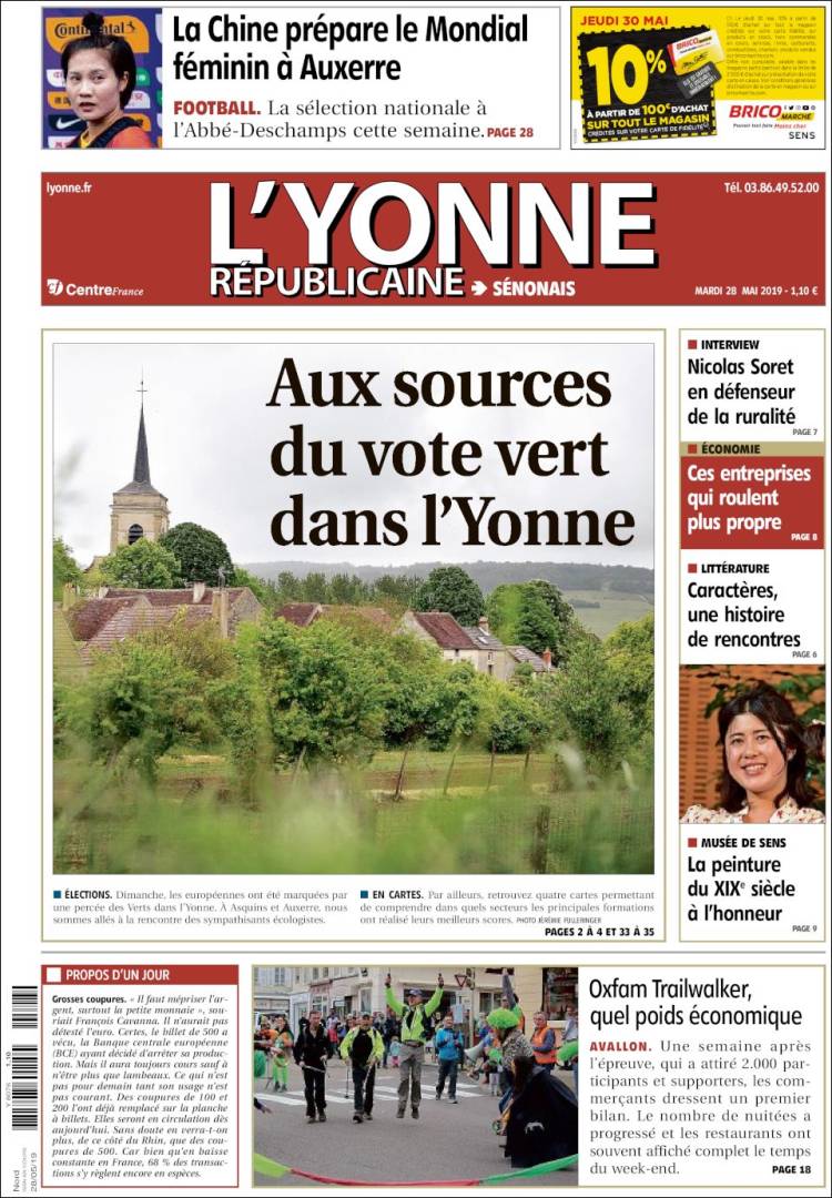 Portada de L'Yonne-Républicaine (Francia)