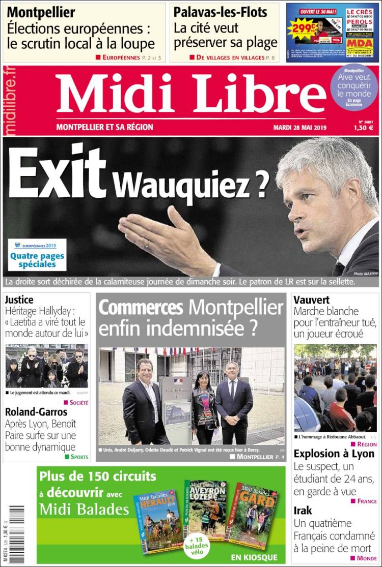 Portada de Midi Libre (Francia)
