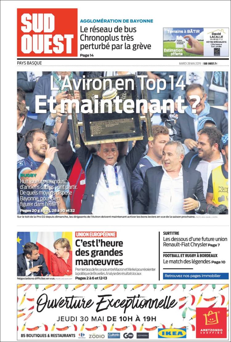 Portada de Sud Ouest (Francia)