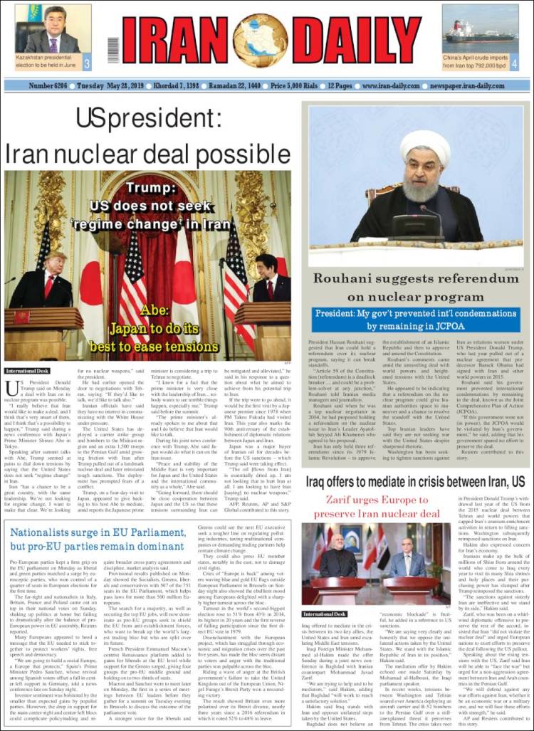 Portada de Iran Daily (Ir&aacute;n)