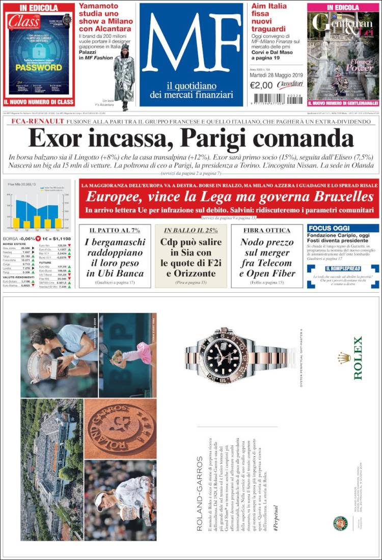 Portada de Milano Finanza (Italia)