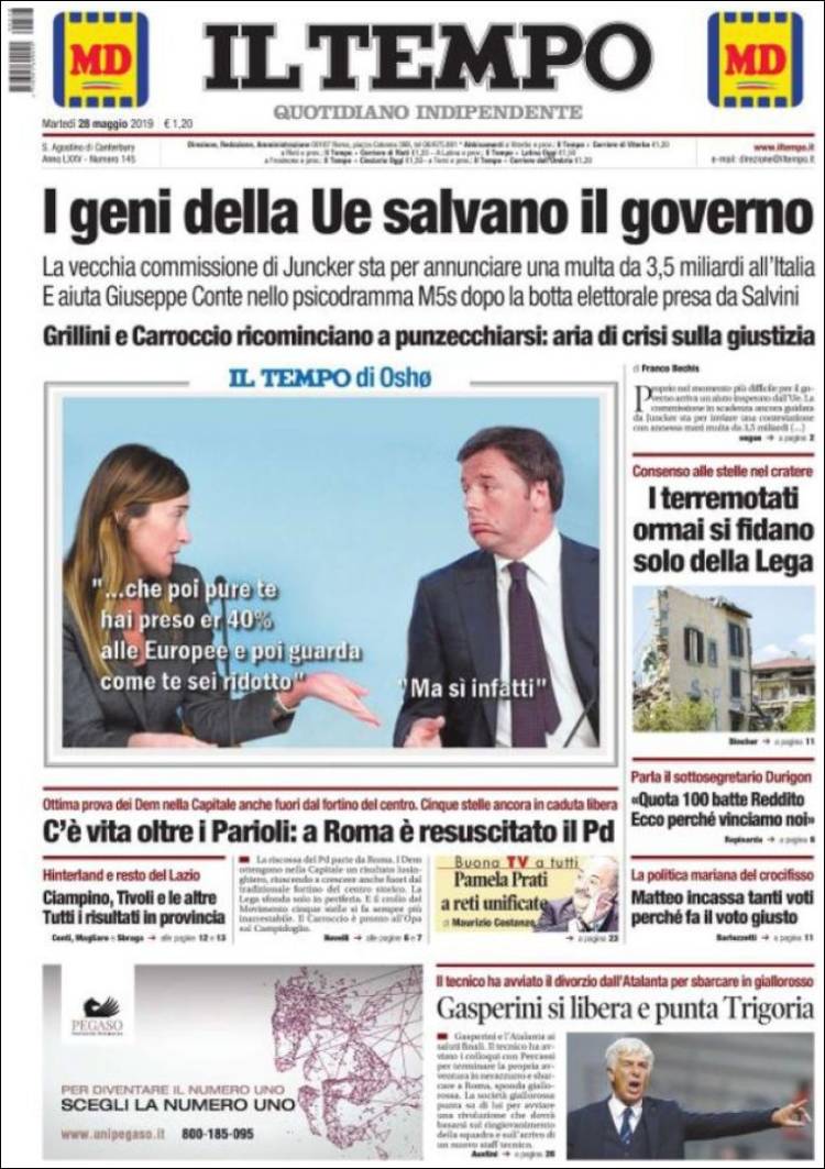 Portada de Il Tempo (Italia)