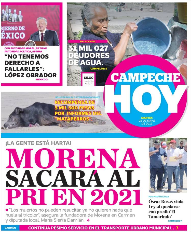 Portada de Campeche Hoy (México)