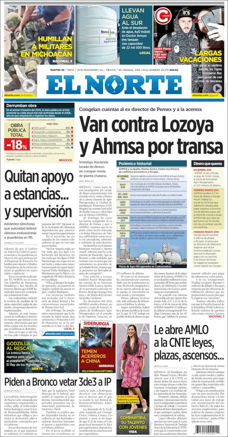 Portada de El Norte (México)