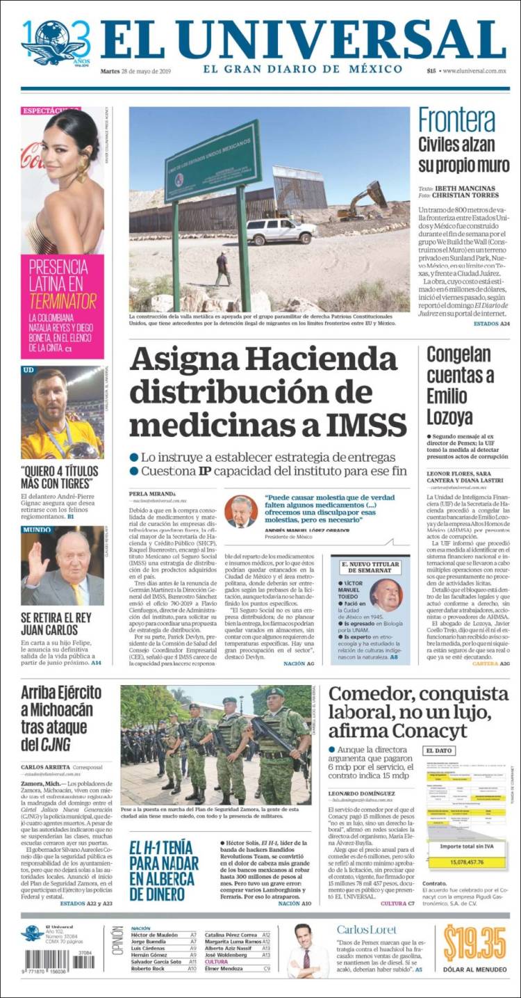 Portada de El Universal (México)