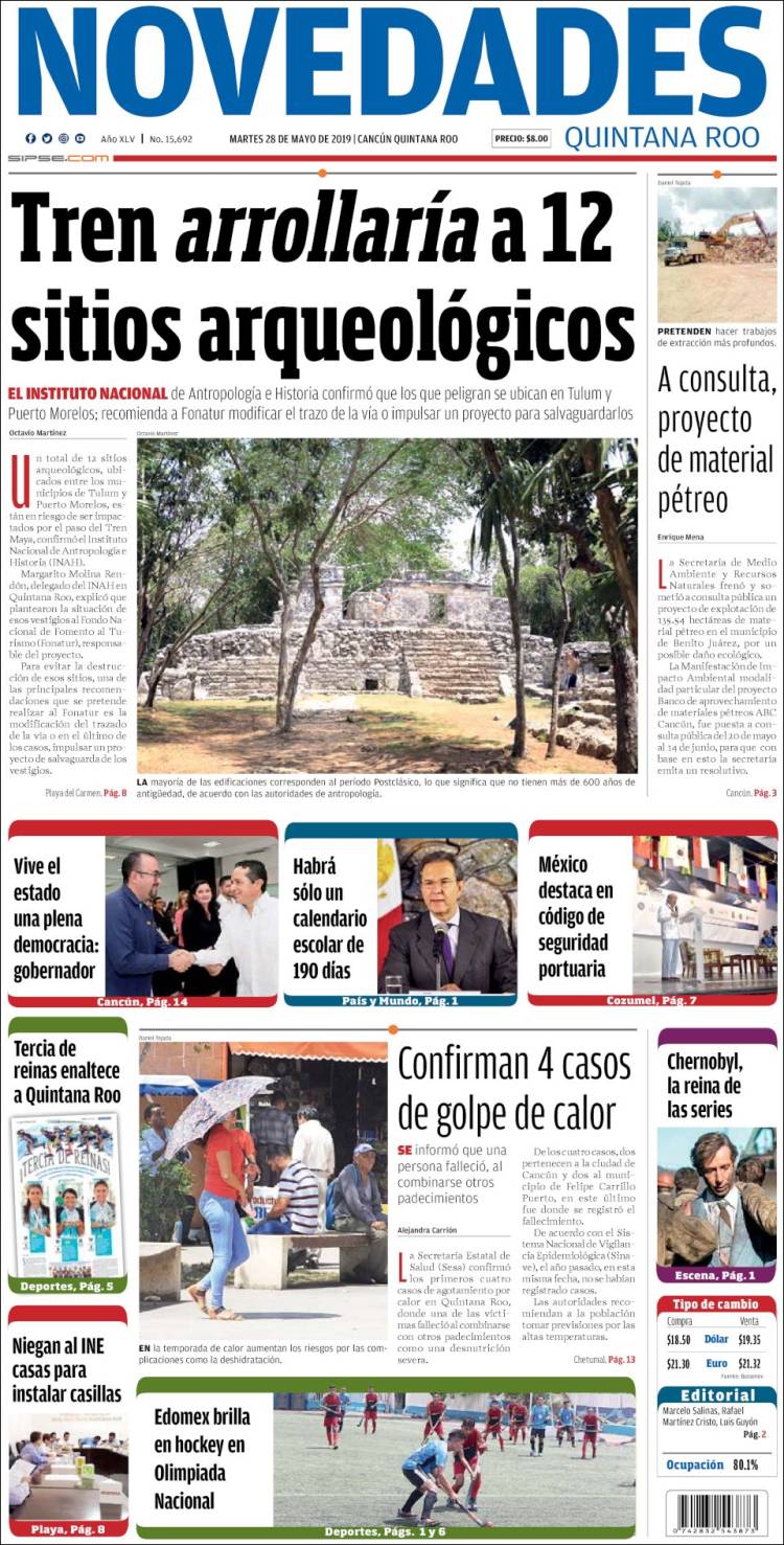 Portada de Novedades de Quintana Roo (México)
