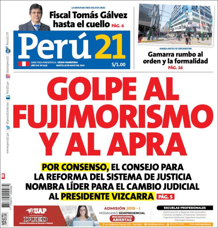 Portada de Perú 21 (Per&uacute;)