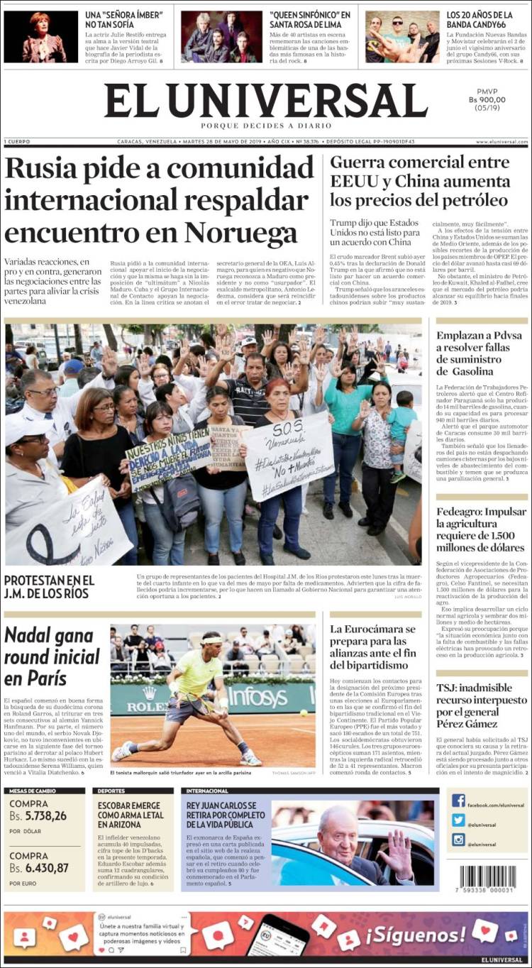 Portada de Universal (Venezuela)