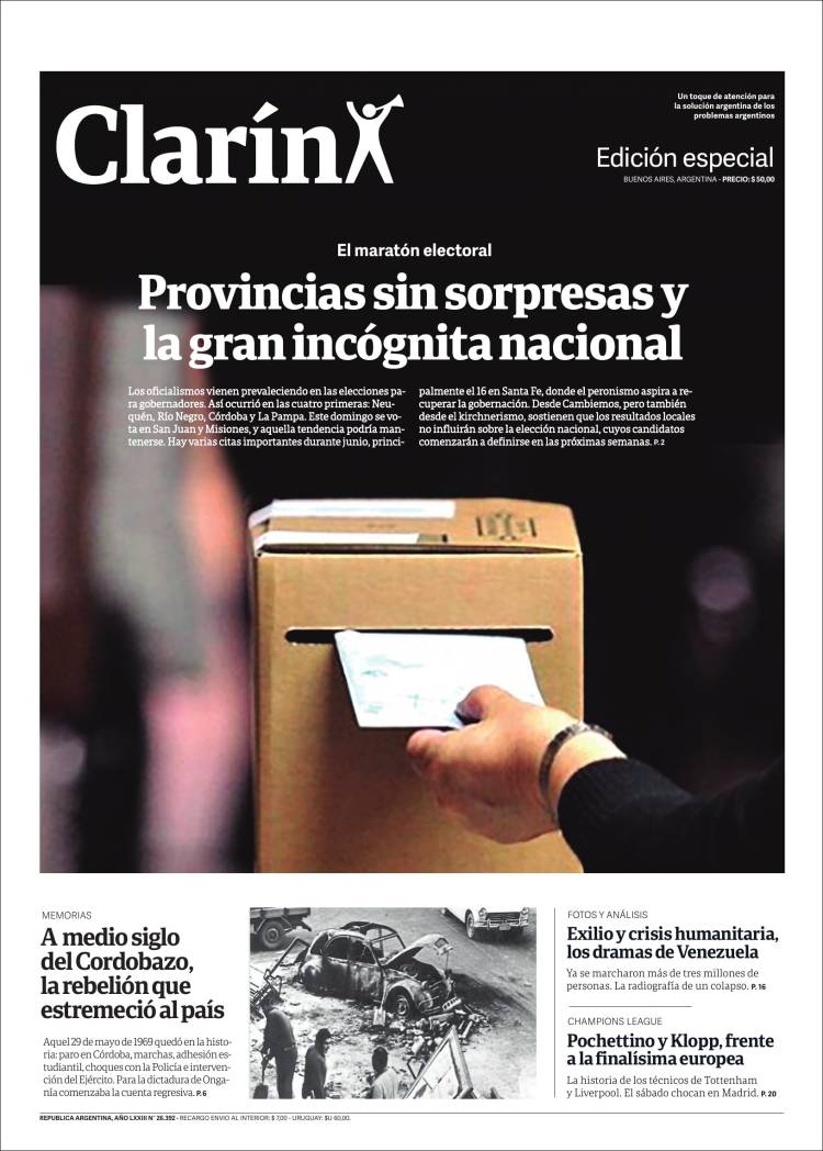 Portada de Clarín (Argentina)