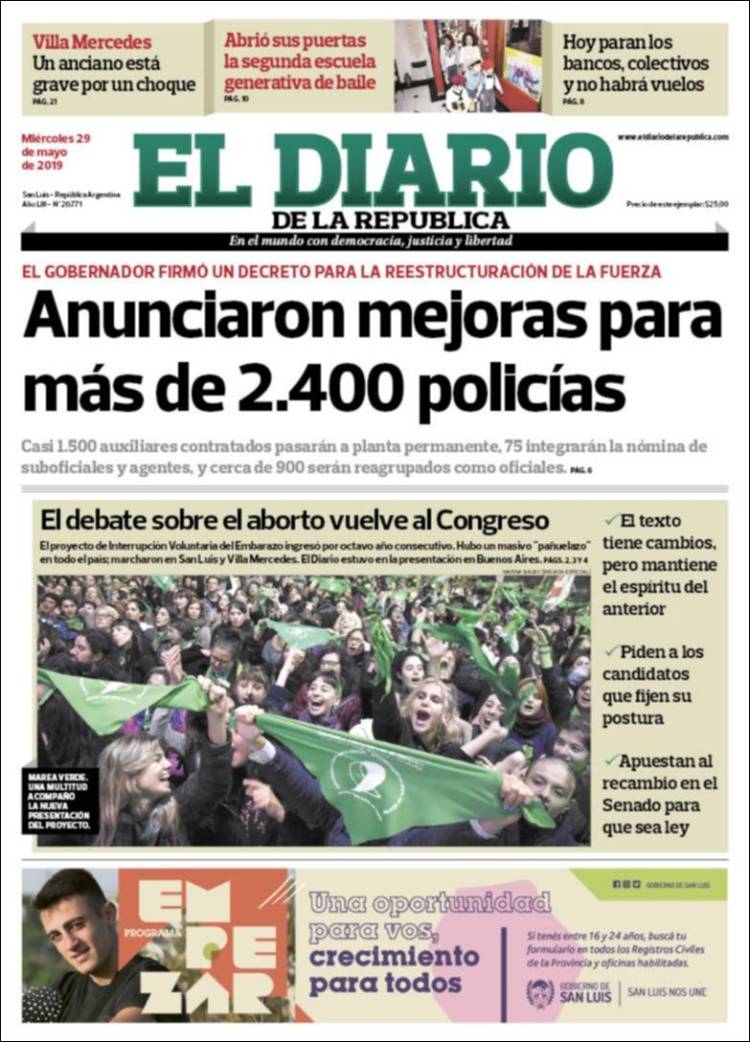 Portada de Diario de la República (Argentina)