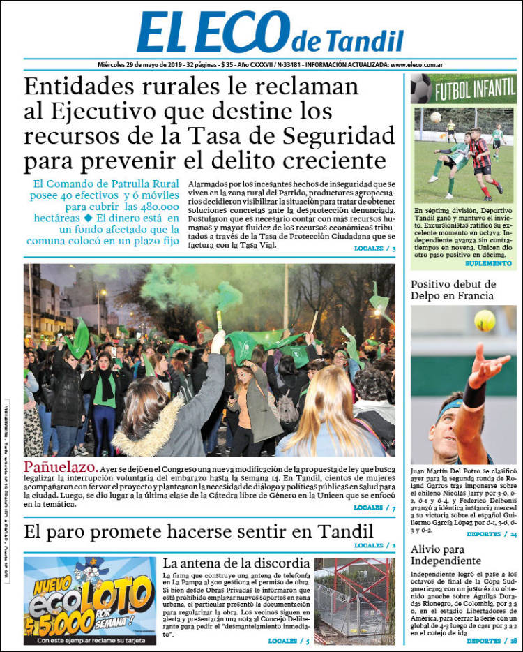 Portada de El Eco de Tandil (Argentina)