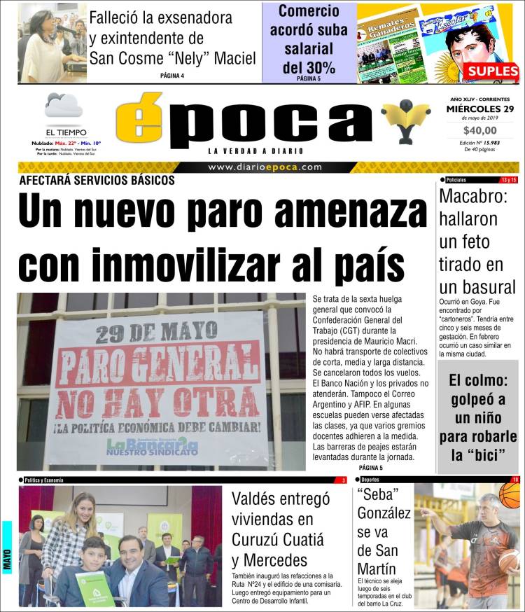 Portada de Diario Época (Argentina)