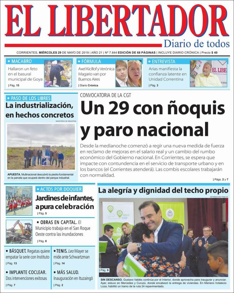 Portada de Diario El Libertador (Argentina)
