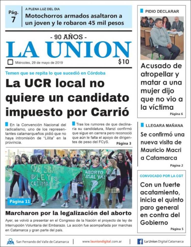 Portada de La Unión (Argentina)