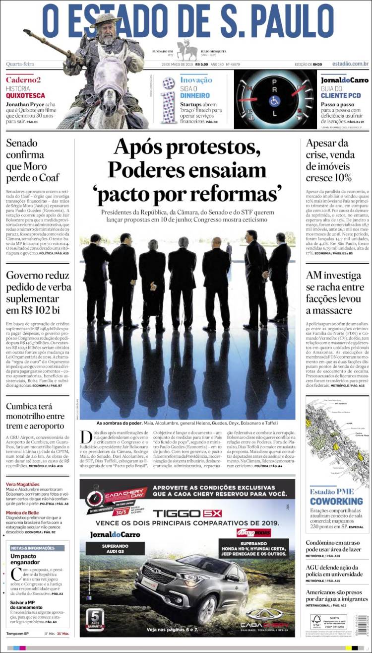 Portada de O Estado de São Paulo (Brasil)