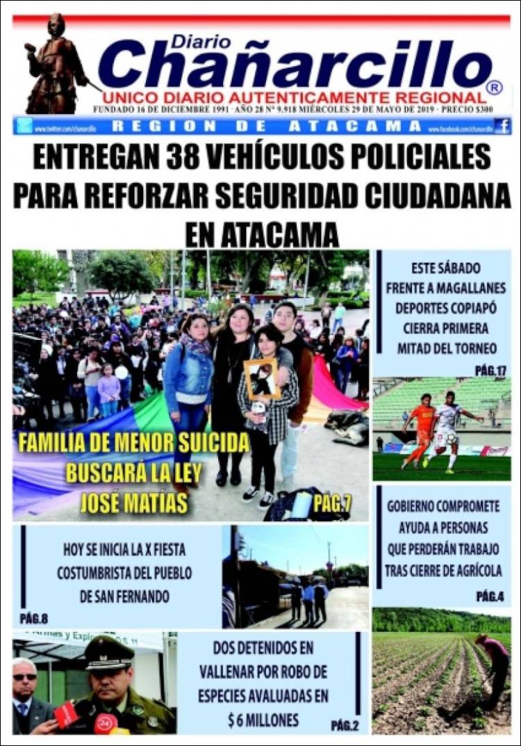 Portada de Diario Chañarcillo (Chile)