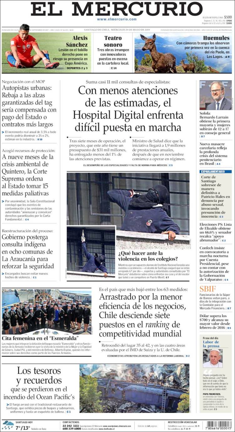 Portada de El Mercurio (Chile)
