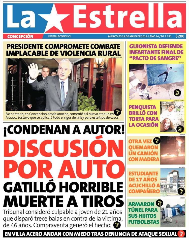 Portada de La Estrella de Concepción (Chile)