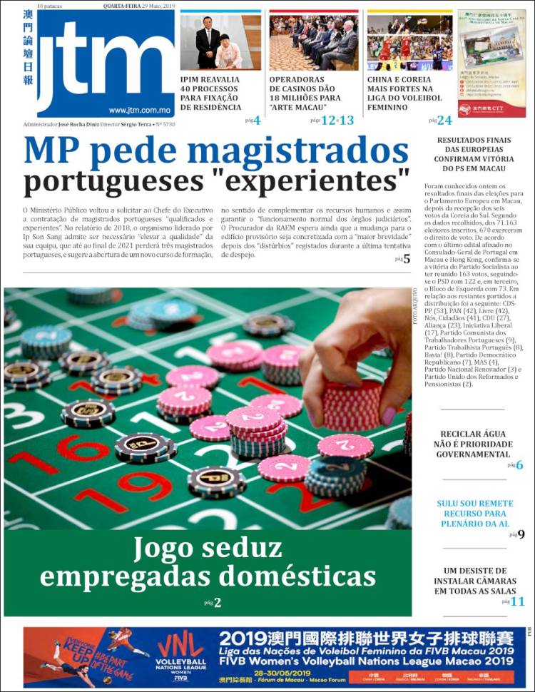 Portada de Jornal Tribuna de Macau (China)