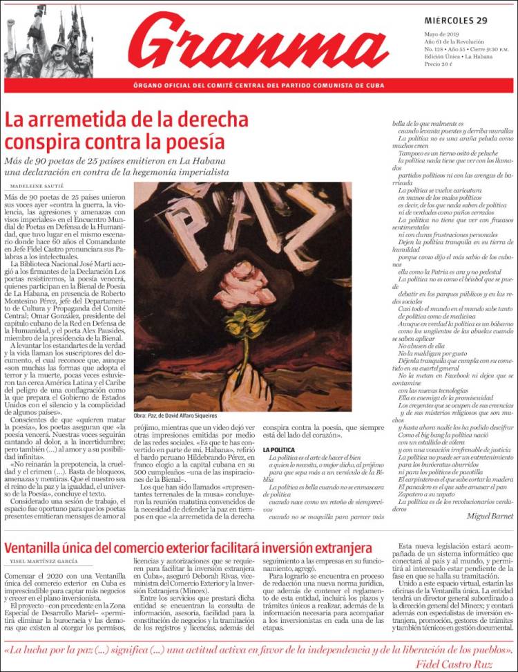 Portada de Granma (Cuba)