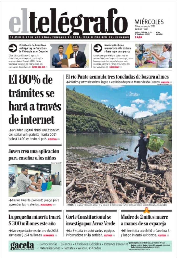 Periódico El Telégrafo Ecuador Periódicos De Ecuador Edición De Miércoles 29 De Mayo De 