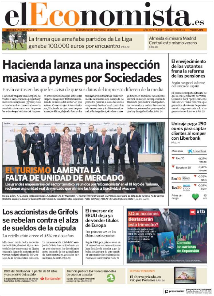 Portada de El Economista (Espa&ntilde;a)