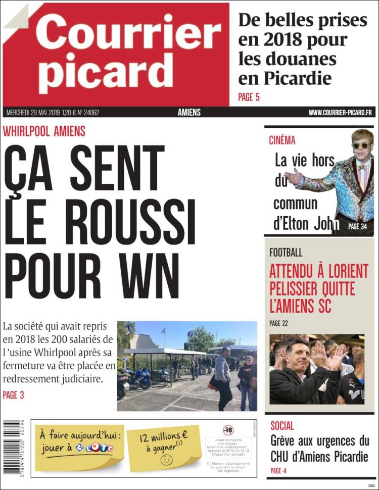 Portada de Courrier Picard (Francia)