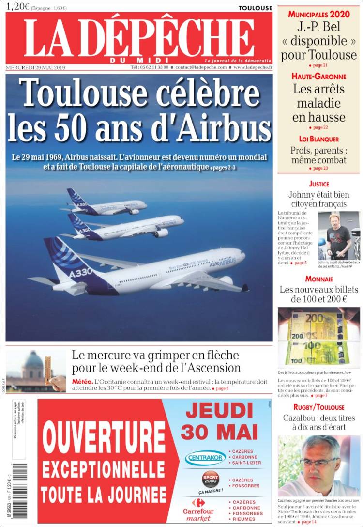 Portada de La Dépêche du Midi (Francia)