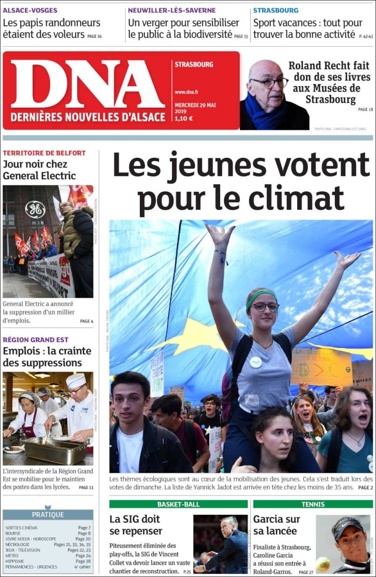 Portada de Les Dernières Nouvelles d'Alsace (Francia)