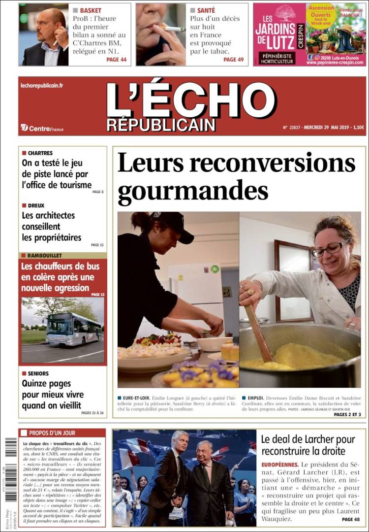 Portada de L'Echo Républicain (Francia)