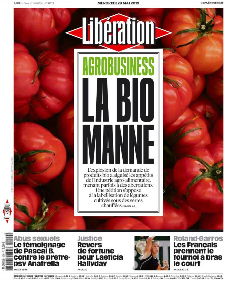 Portada de Libération (Francia)