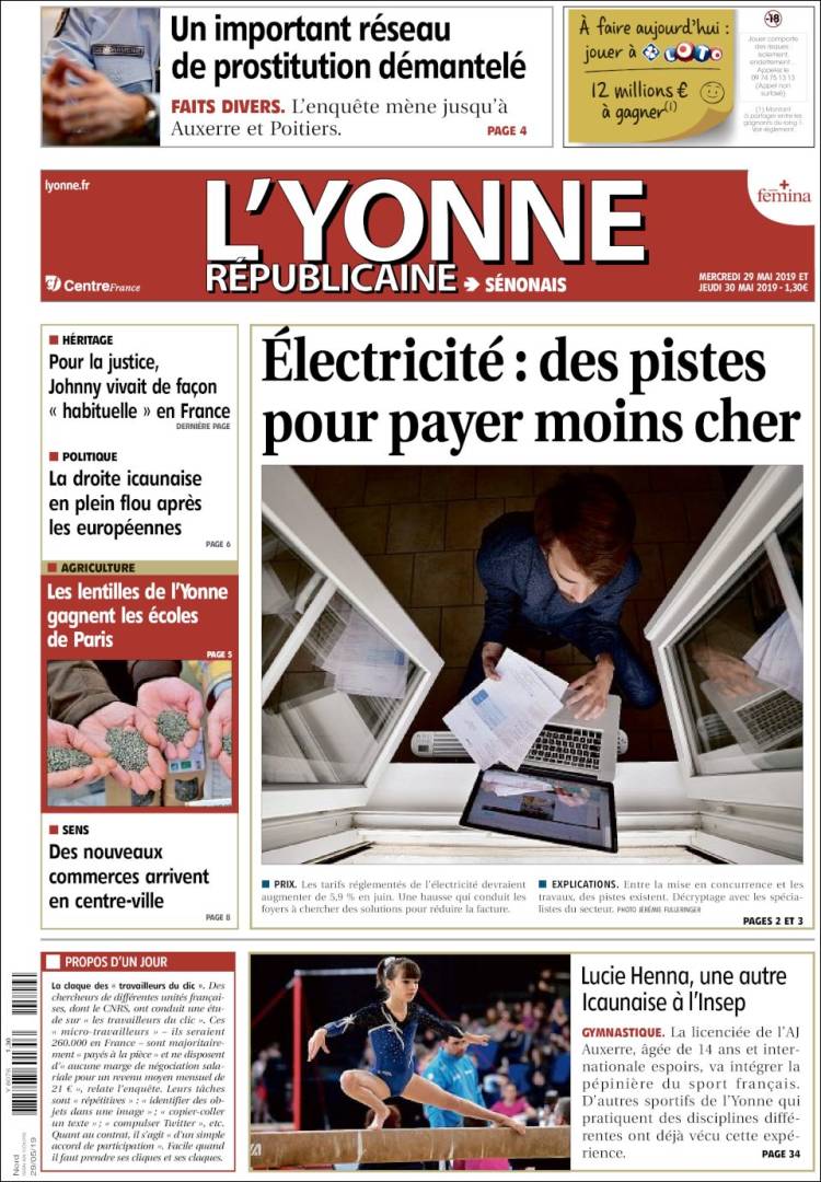 Portada de L'Yonne-Républicaine (Francia)