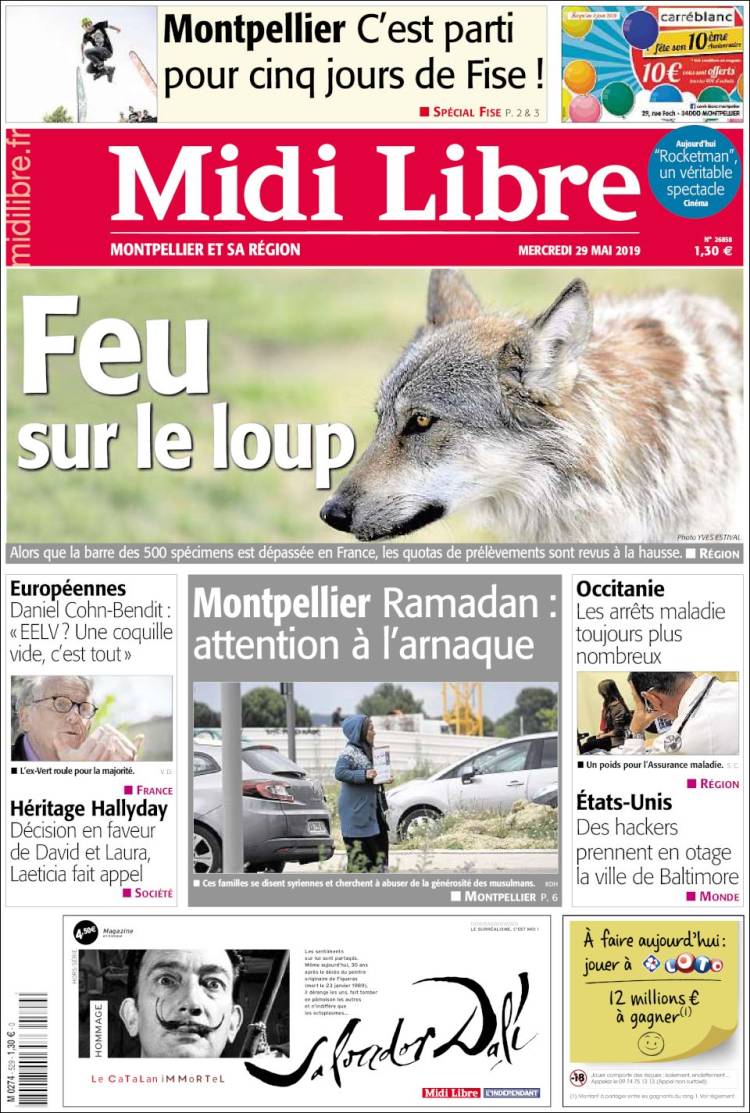 Portada de Midi Libre (Francia)