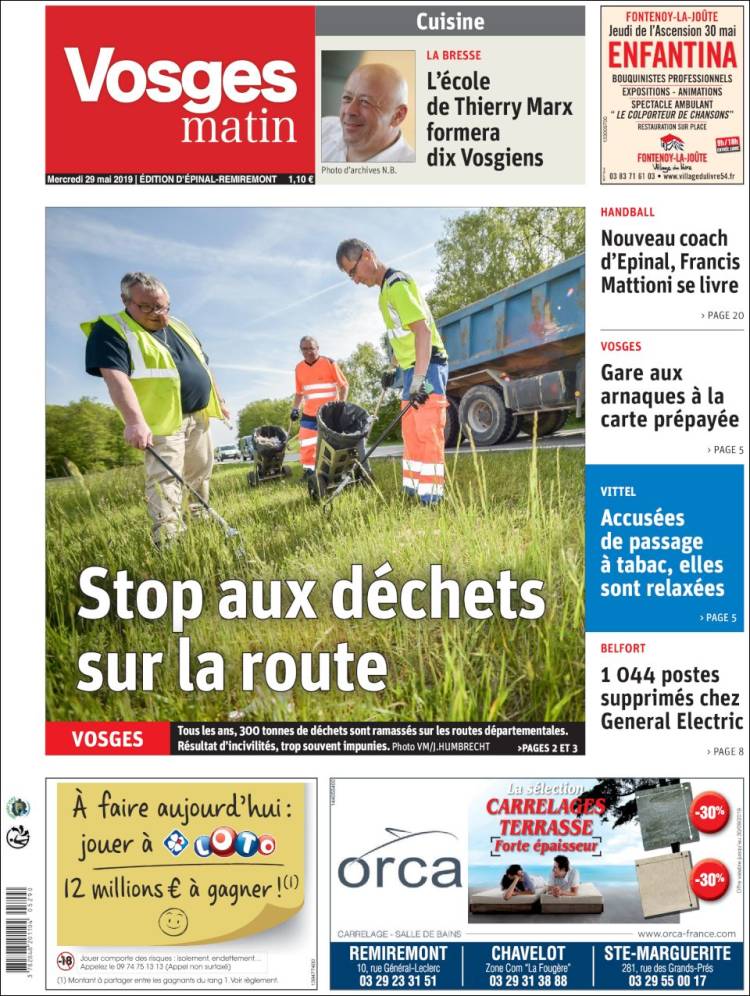Portada de Vosges Matin (Francia)