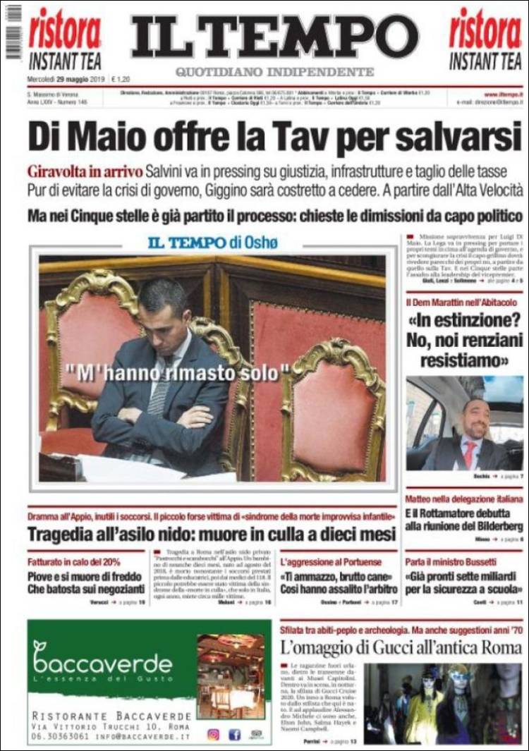 Portada de Il Tempo (Italia)