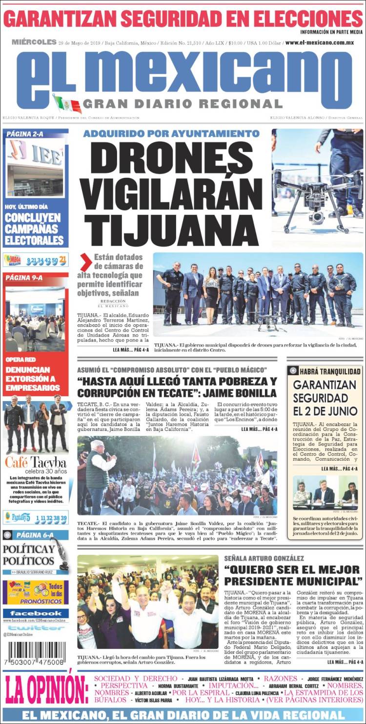 Portada de El Mexicano - El Gran Diario Regional (México)