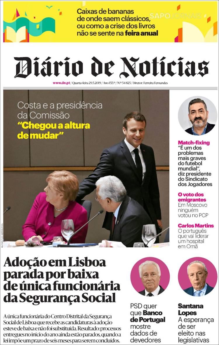 Portada de Diário de Noticias (Portugal)