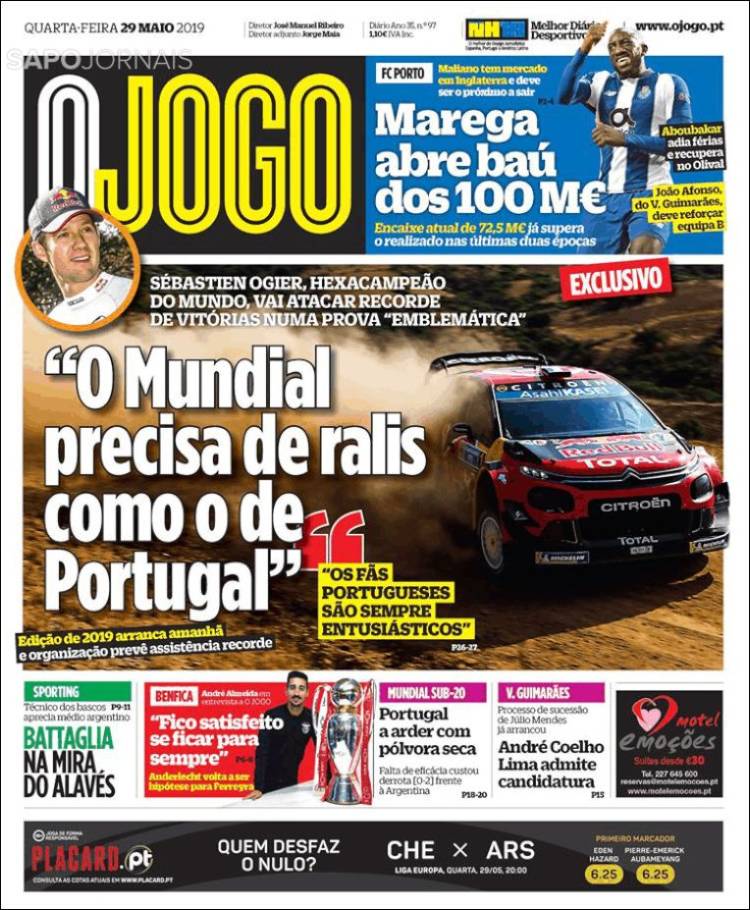 Portada de O Jogo (Portugal)