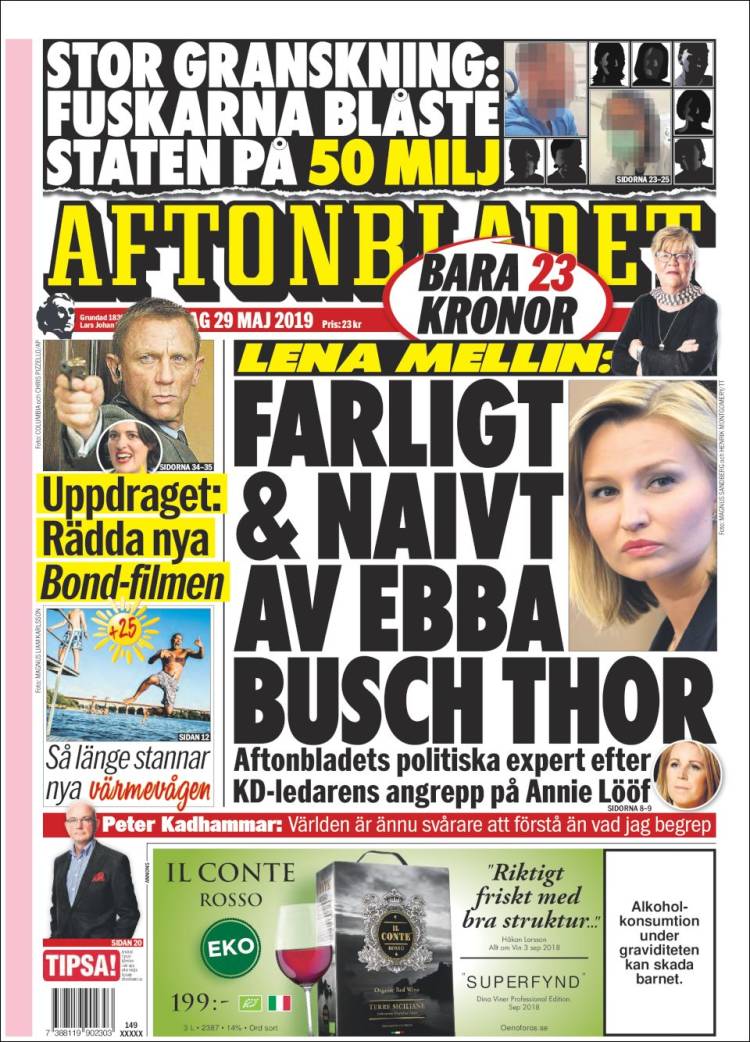 Portada de Aftonbladet (Suecia)
