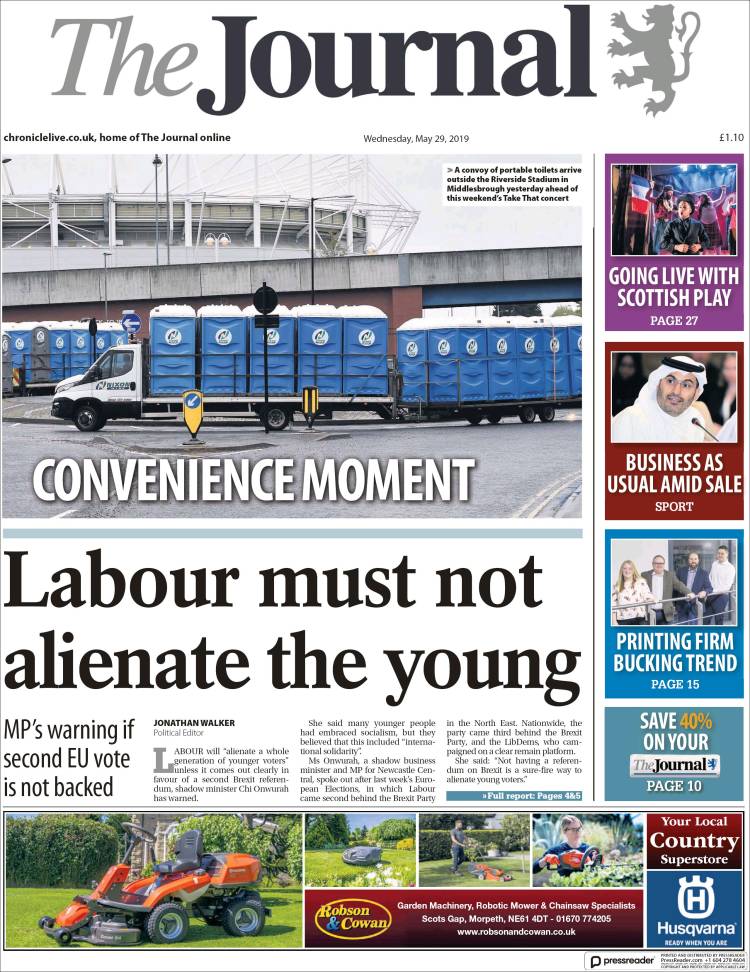 Portada de The Journal (Reino Unido)