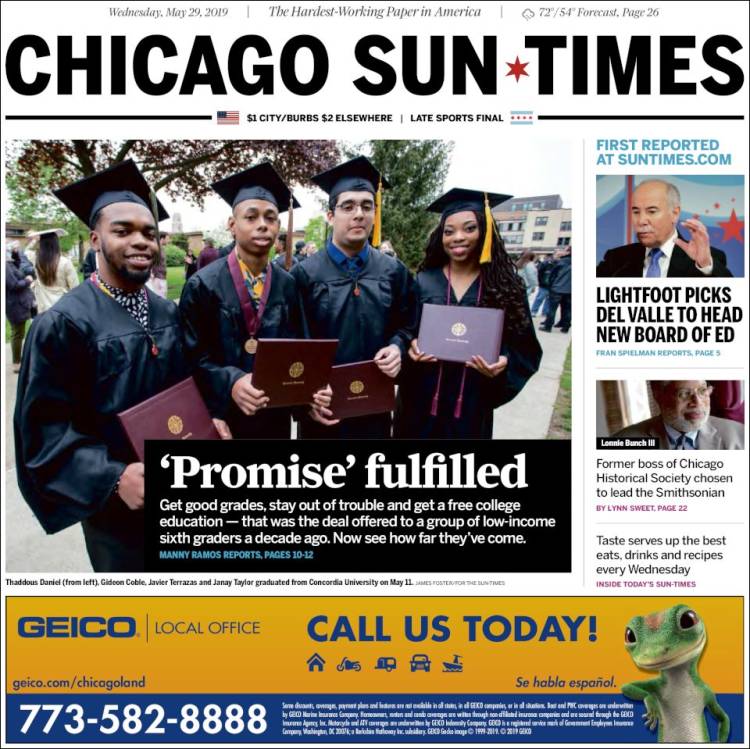 Portada de Chicago Sun-Times (USA)