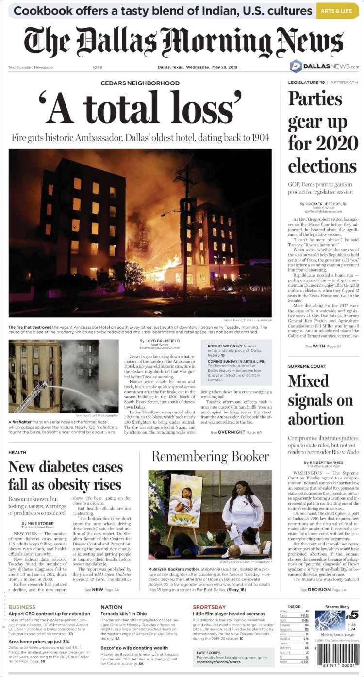 Portada de Dallas Morning News (USA)