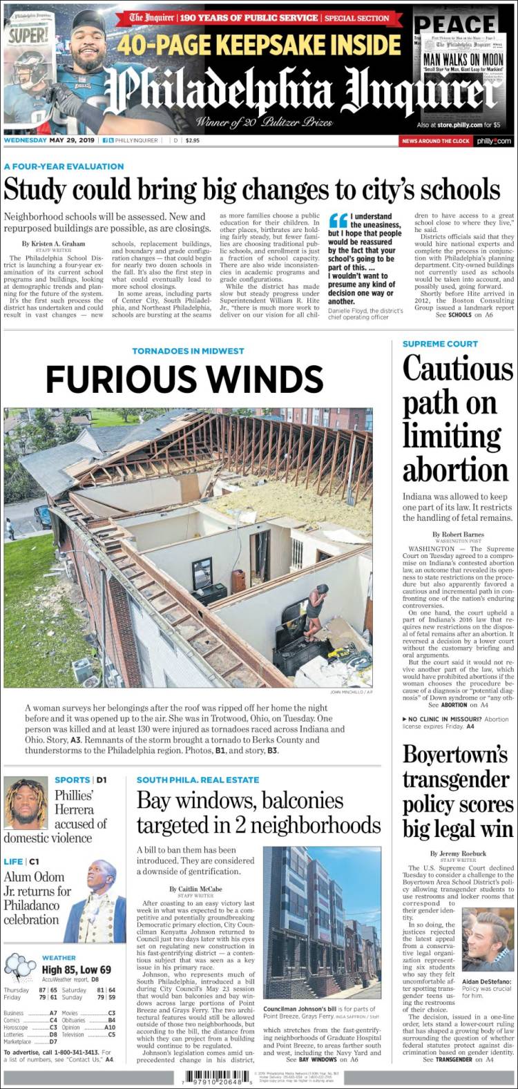 Portada de Philadelphia Inquirer (USA)