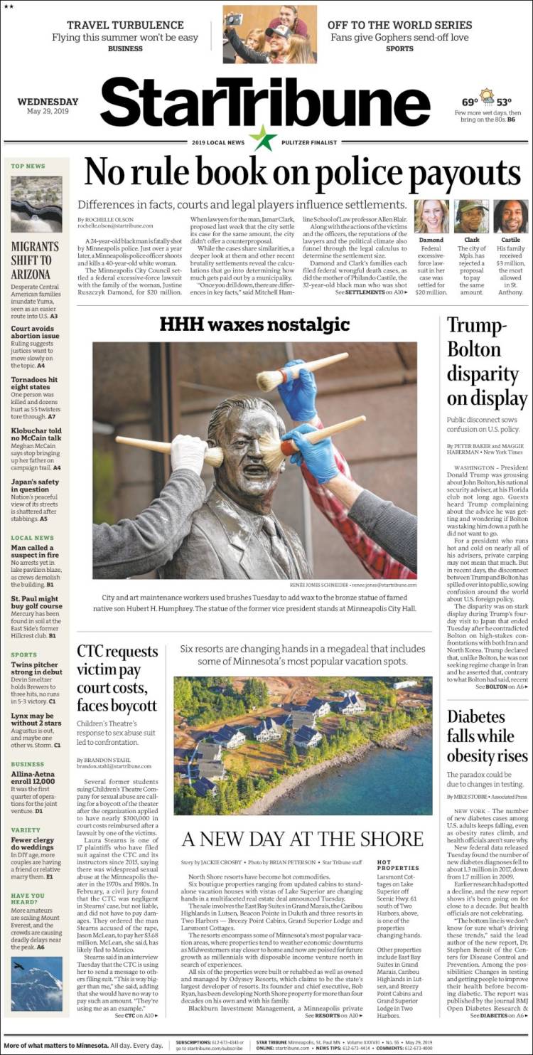 Portada de Star Tribune (USA)