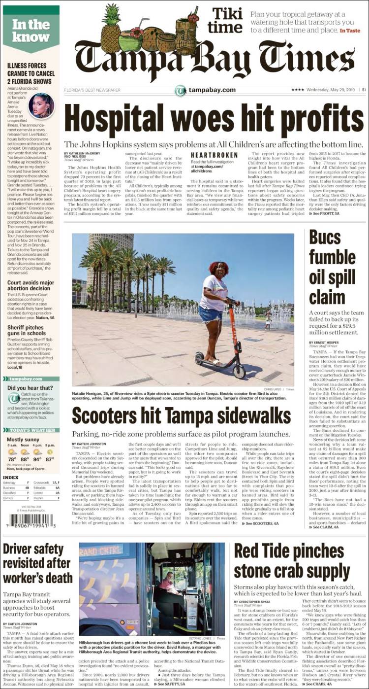 Portada de Tampa Bay Times (USA)